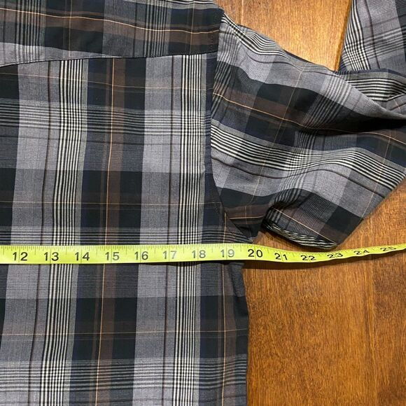 Panhandle Slim Snap Button Plaid Black Grey Shirt Cotton Boy's Size Extra Large - Picture 8 of 9